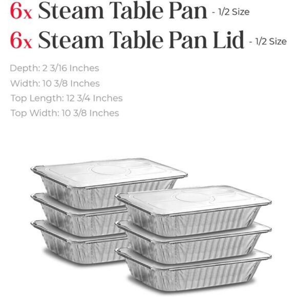 Foldable Chafing Dishes Disposable Buffet Set - Set of 6/36pc Half-Sized (9x13) - Picture 3 of 7